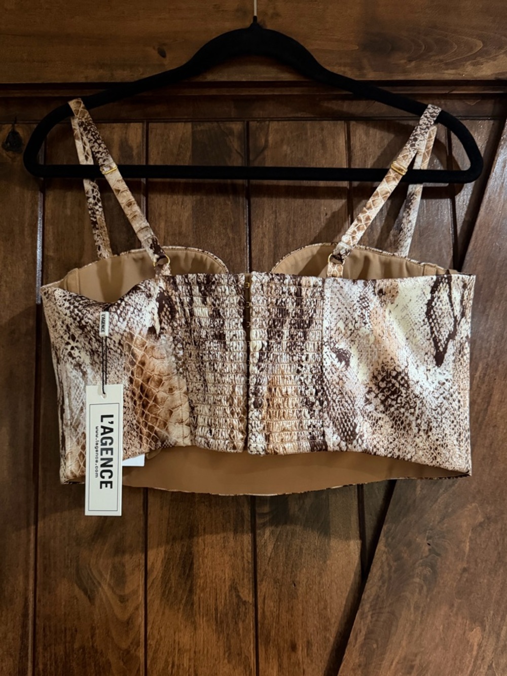 L'AGENCE Sonya Snake Print Silk Bralette. Skirt available for sale in Size 8. - Picture 13 of 15